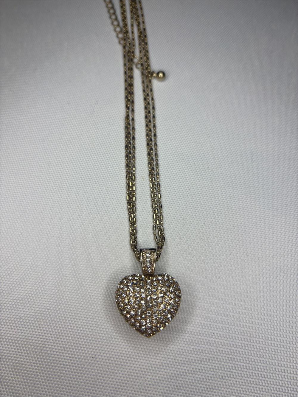 Paved rhinestone heart Lori signed necklace